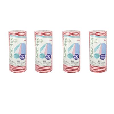 Fabby Non-Woven Kitchen Towel Roll Printed Washable And Reusable Kitchen Wipes, Pack of 4 (9x8, 60 pcs each)