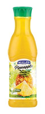 Mala's Crush Pet Bottle Natural and Real Fruit Extracts Pet Bottle, Pineapple, 1000 Gram