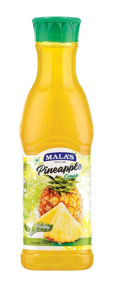 Mala's Crush Pet Bottle Natural and Real Fruit Extracts Pet Bottle, Pineapple, 1000 Gram