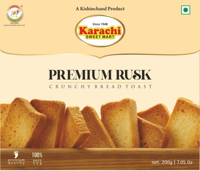 KARACHI SWEET MART Premium Rusk (3 x 200GM) | Eggless