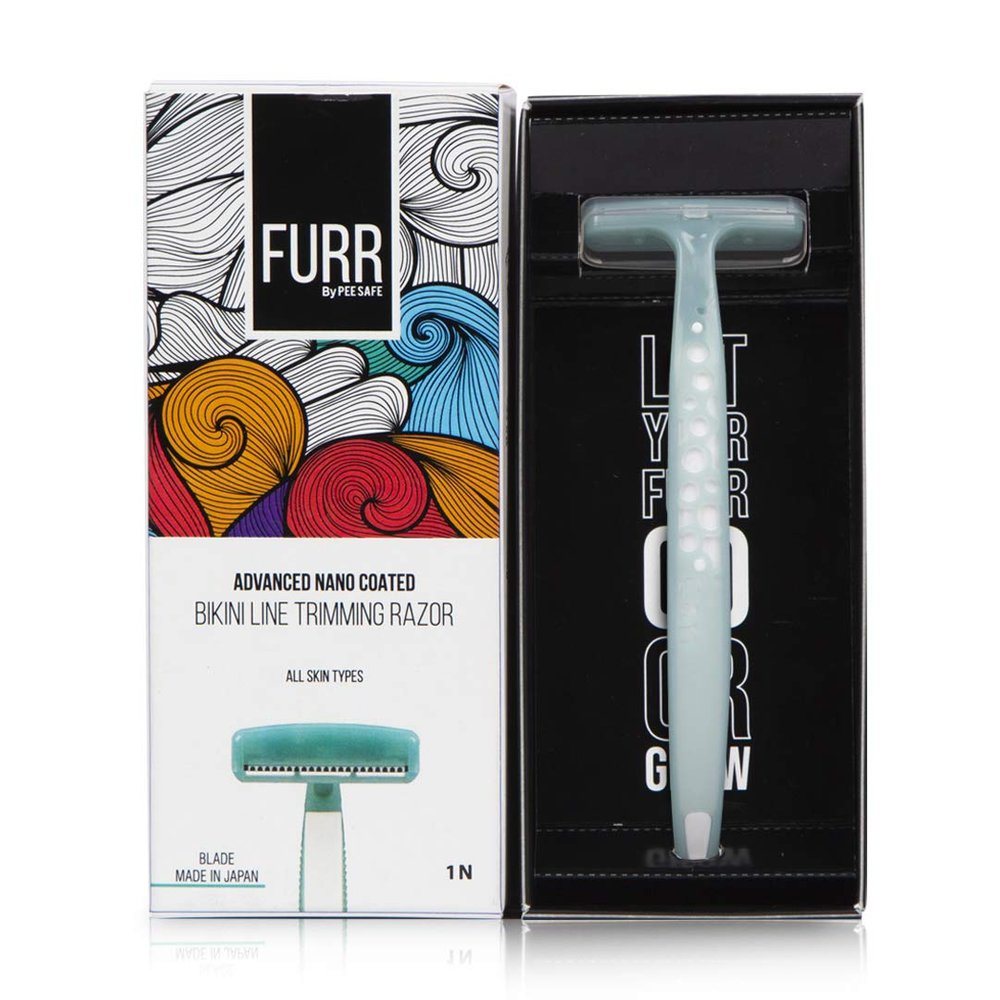 FURR Bikini Line Razor With Chromium and PTFE Coated Reusable Blade | With Protective Sleeve & Anti Slip Grip | Painless Hair Removal | Irritation & Rash Free Shaving | For Women | Pack Of 1