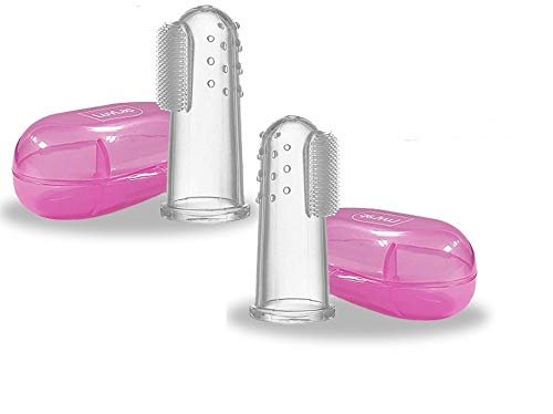 Mini Storify Truly Organic Baby Silicone Finger Toothbrush with case for Easy Cleaning, Massaging, & Soothing Gums, Oral Hygiene