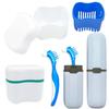 Denture Case Kit - 2 Bath Cups, 2 Brushes & 2 Portable Toothbrush Boxes, Retainer Bath With Lid, Cleaning Boxes, Travel Toothbrush Kit view 1