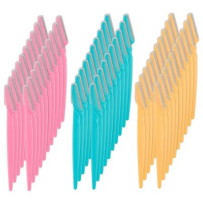 Kira Eyebrow Razor, 60 Pcs Eyebrow Razors Multipurpose Exfoliating Dermaplaning Tool Trimming and Shaving Grooming Eyebrow Face Razor and Eyebrow Shaper For Women and Man With Precision Cover,3 Colors