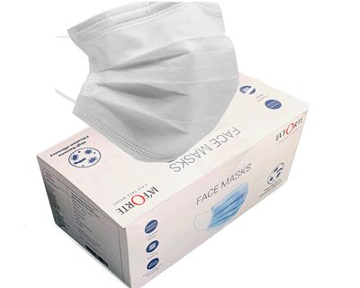 La' Forte Disposable 3-Layer Face Masks Thick with Elastic Ear Loop, Anti-Dust, 50, White