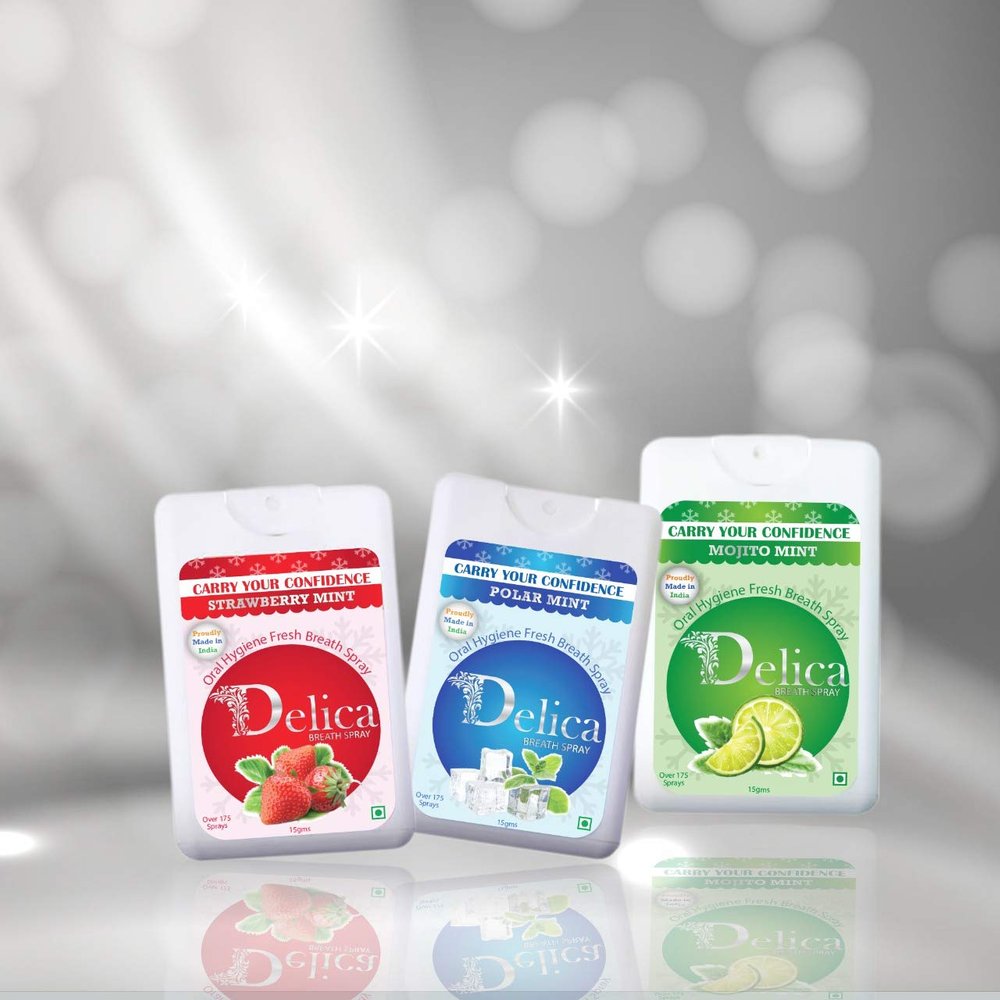 Delica Breath Spray (Strawberry Mint, Polar Mint, Mojito Mint) MRP 75/- each (Assorted Pack of 9)