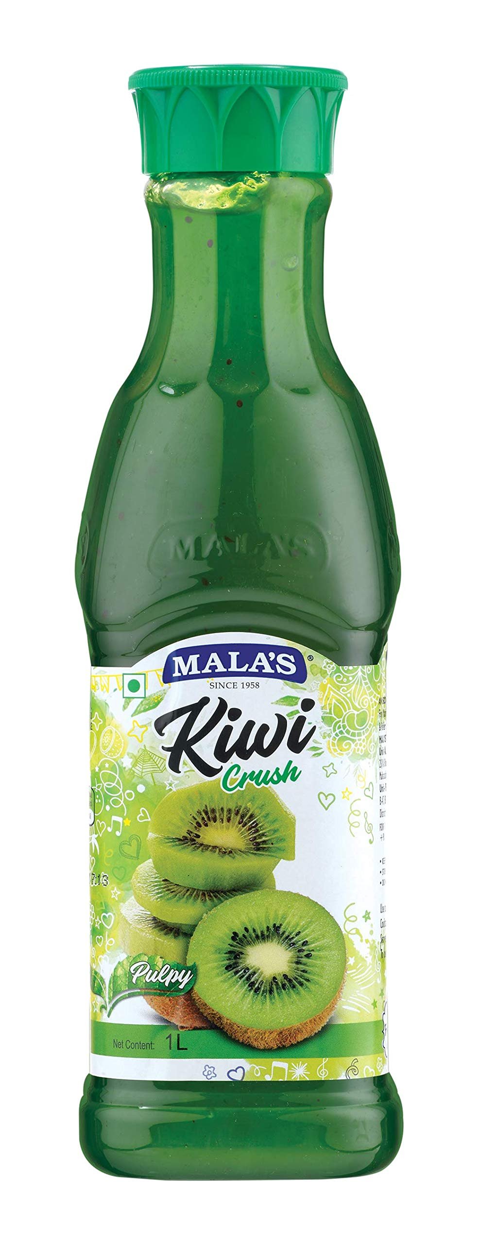 Mala's Crush Fruit Drink 1 Litre Bottle G, Kiwi, No Preservatives