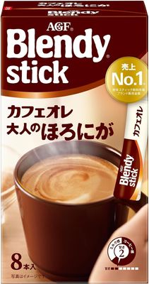 AGF Blended Stick Cafe au Lait Adult Bittersweet Coffee 8 Sticks | Made in Japan | Japanese Coffee