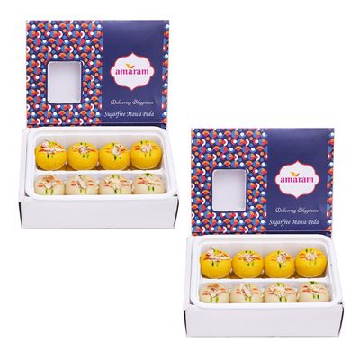 Amaram by Ghasitaram Sugarfree Mawa Peda Sweets Gift, 400g|Sugar Free Sweets|Diabetic Friendly|Diwali Sugar Free Sweets Box