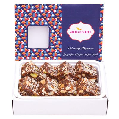 Amaram by Ghasitaram Sugarfree Anjeer Khajoor Barfi Sweets Gift, 200g|Sugar Free Sweets|Diabetic Friendly|Diwali Sugar Free Sweets Box