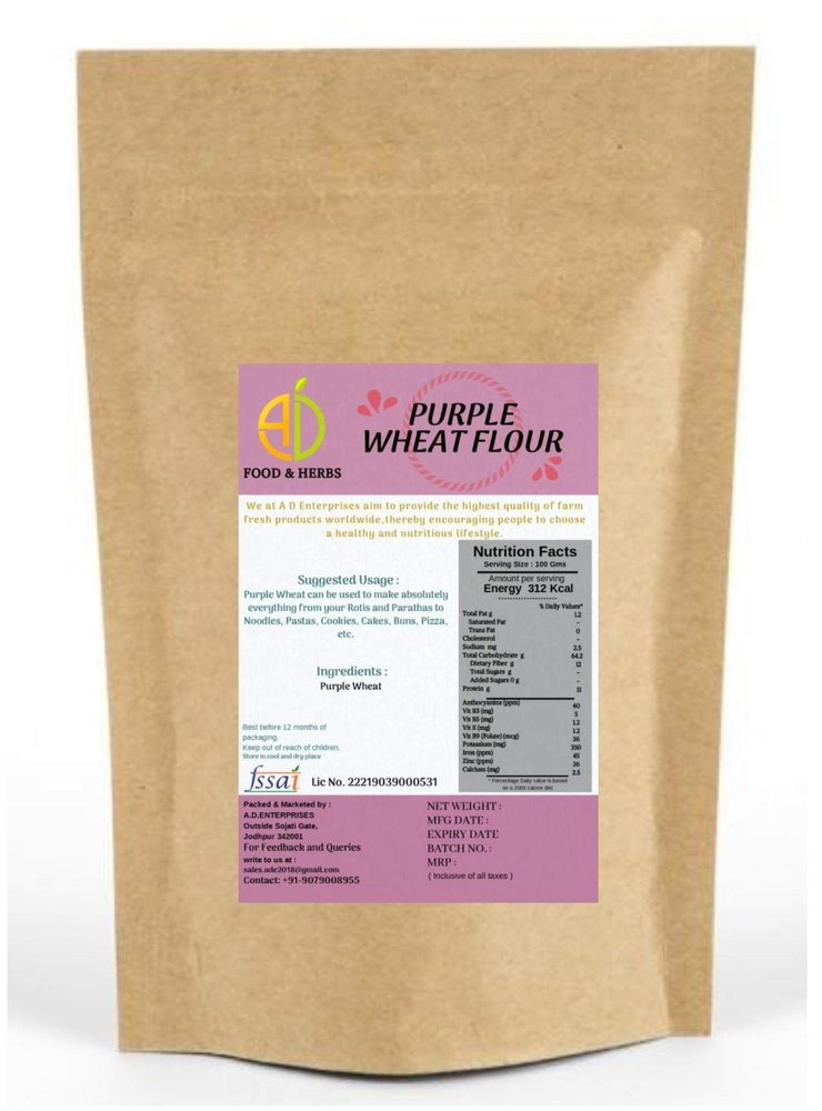 A D Food & Herbs Organic Purple Wheat Flour Edible 3 KGS