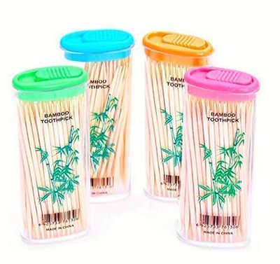 Ayra Crafts Nature Bamboo Toothpick Non-Toxic Odorless Toothpicks Portable Tooth Cleaner Oral Care Tool Eco Friendly | Pack of 4 Container