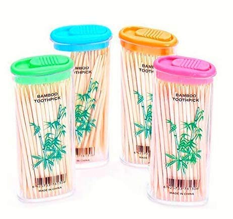 Ayra Crafts Nature Bamboo Toothpick Non-Toxic Odorless Toothpicks Portable Tooth Cleaner Oral Care Tool Eco Friendly | Pack of 4 Container