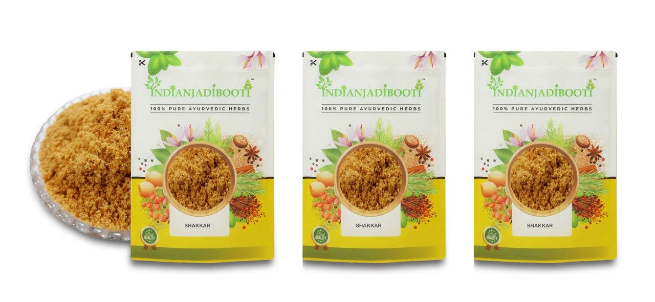 IndianJadiBooti Shakkar - Desi Sakkar - Shakar - Jaggery (Powder) - Gudh (Powder) - Brown Sugar, 3 Packs of 900 Grams