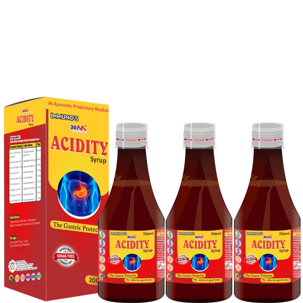 30M Ayurvedic Acidity Gas Relief Medicine Syrup (5 x 200 ml) for Hyperacidity, Indigestion, Gas, Flatulence, Heartburn, Reflux Esophagitis, Lesions of stomach (3)