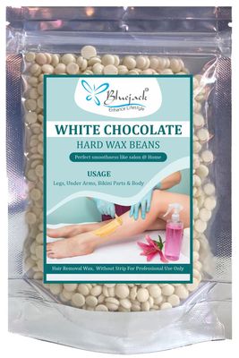 Bluejack Hard Wax Beans for Painless Hair Removal, Brazilian Waxing for Face, Eyebrow, Back, Chest, Bikini Areas, Legs At Home 100 g bag with 3 pcs Wax Spatulas (Milk Yellow)