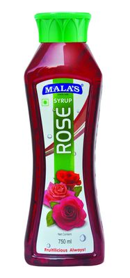 Mala's Rose Syrup | Mixer for Milkshake, RoseMilk, Mocktails, Cocktails, Drinks, Juices, Beverages | 750ML Bottle