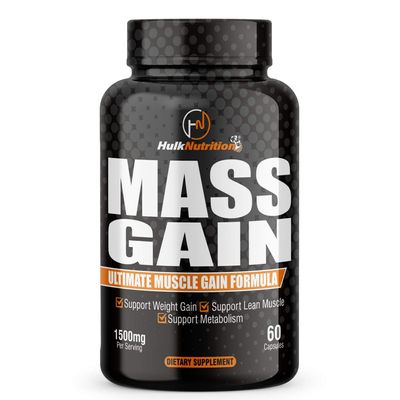 HulkNutrition Bulk Gain Mass & Weight Gainer Capsule for Fast Weight & Muscle Gain, Daily Muscle Building Weight Lifters Supplement for Muscle Growth, Stamina & Strength, For Men & Women - 60 Cap.