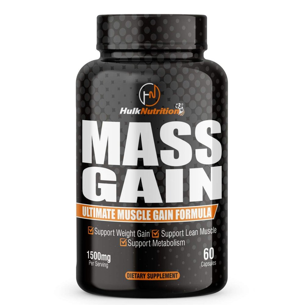 HulkNutrition Bulk Gain Mass & Weight Gainer Capsule for Fast Weight & Muscle Gain, Daily Muscle Building Weight Lifters Supplement for Muscle Growth, Stamina & Strength, For Men & Women - 60 Cap.