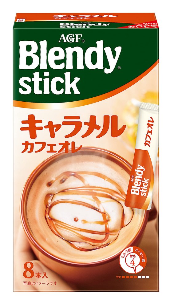 AGF Blendy Stick Caramel Cafe Au Lait 8 Sticks | Made in Japan | Japanese Coffee