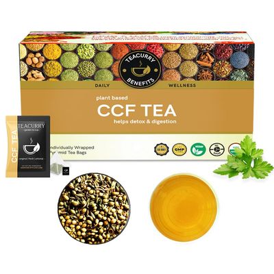 TEACURRY CCF Tea - 30 Tea Bags | CCF Detox Tea for Asthma & Digestive Health, Improves Eyesight & Skin | Cumin Coriander Fennel Tea for Migraine Relief