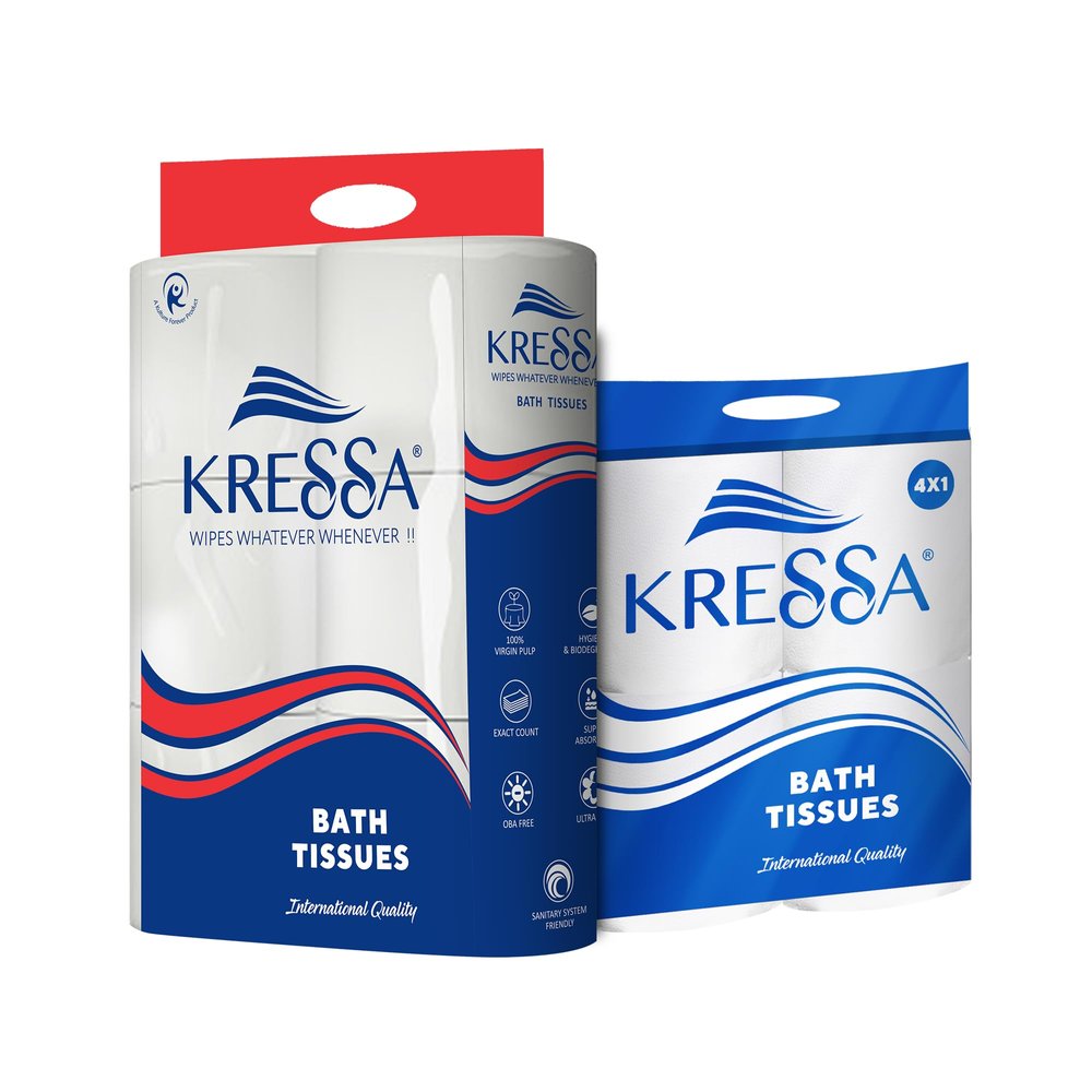 Kressa 2 Ply Toilet Tissue Roll | Toilet Paper | 10 Rolls 240 Pulls Per Roll Total 2400 Pulls Made Of 100% Imported Natural Virgin Pulp