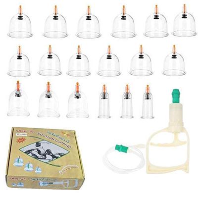 ACP Acupressure Set of 18 Pieces Acupuncture Cellulite Vacuum Cupping Massage Therapy Set with Pumping Handle