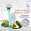 Letsshave Evior 3 Sensitive Shaving Razor Value Set | 1 Handle + 4 Blades | Dual Moisture Bar with AloeVera, Vitamin E, Argan & Avocado Oils | Bikini & Underarm Friendly | Full Body Hair Removal Razor for Women | 6 Months of Worry Free Shaving view 4