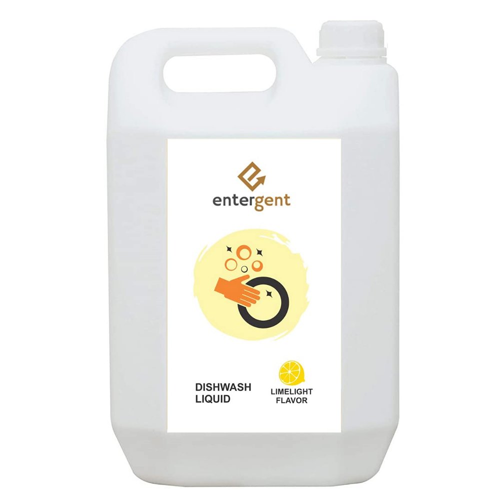 ENTERGENT Dish wash Gel, Powerful Cleaner Gel Premium Concentrate Dish Plate washing Liquid pH Balanced Dish Cleaning 5 Liter can (5 Litre)