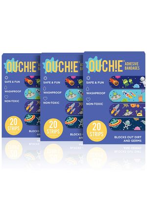 Aya Papaya Ouchie Non-Toxic Printed Bandages Tripal Combo Set of 3 (60 pack) - Space Blue