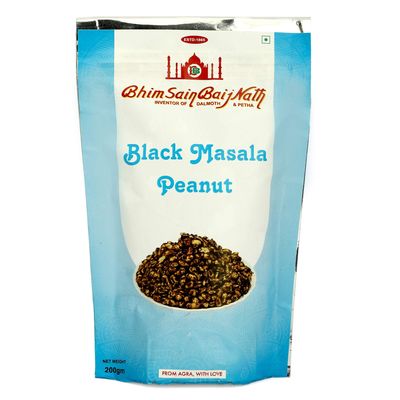 Bhim Sain Baij Nath Agra (Inventor of Dalmoth and Petha) - Black Masala Peanuts / Cocktail Peanuts (200 GMS)