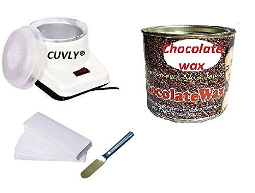 CUVLY Wax Heater Machine, 600 gram Hot Chocolate Wax Cream, 70 pieces Wax Strips and Knife, Hair removal Waxing Kit, Wax Kit for women and mens, Wax Heater Combo