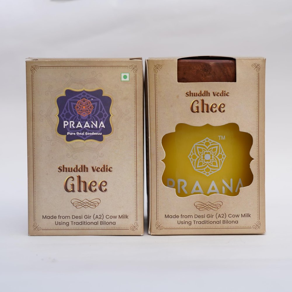 Praana Nutrition A2 Vedic Bilona Gir Cow Ghee in Glass Jar - 500ml (Pack of 2)