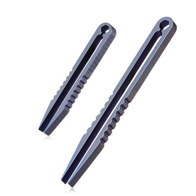 2 Pieces Mini Titanium Tweezers Portable Titanium Alloy Tweezers EDC Tweezers Survival Pick Up Tweezers Camping Outdoor Gadget Travel Mini Tool Large and Small Sizes Tweezers (Blue)