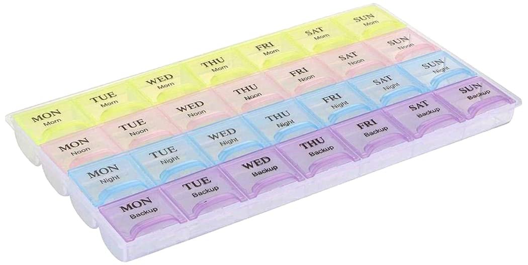 DEBIK Pill Medicine Organizer Reminder Storage Box for 28 Days or 4 Weeks, (Pack of 1)