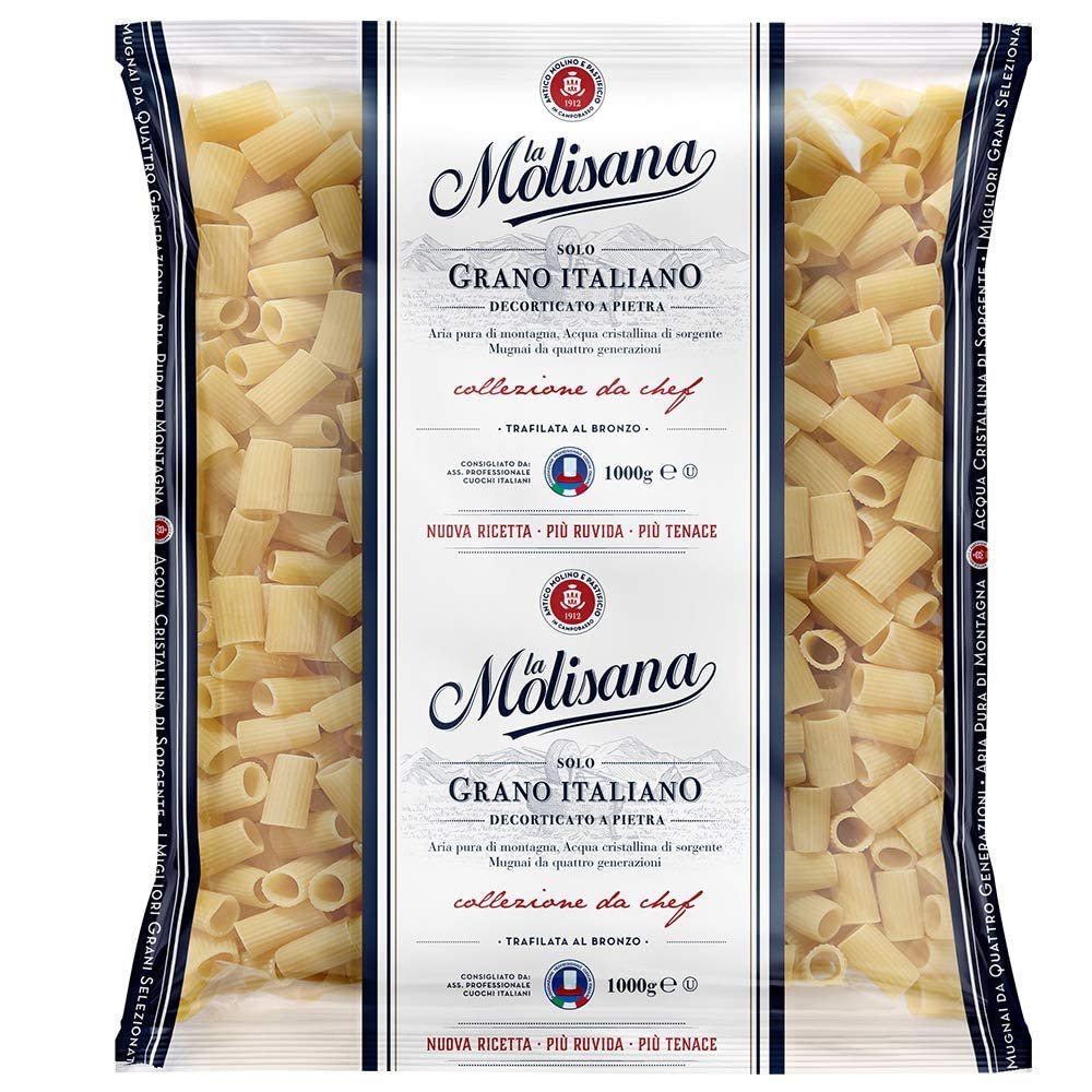 La Molisana Mezzi Rigatoni N 32 Chef's Special Durum Wheat Semolina Pasta, 35.27 oz 2.2 lbs 1000 g