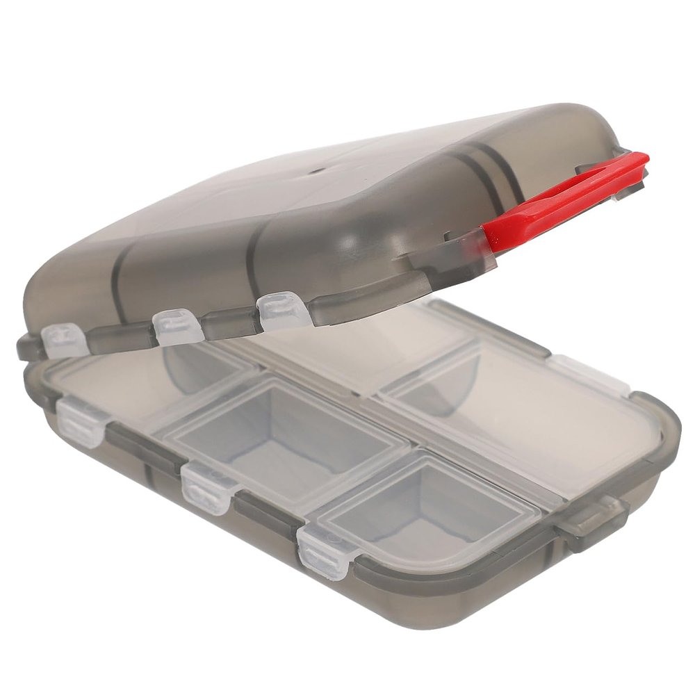 ARTIBETTER 10 Compartment Portable Medicine Box Double Layer Pill Case Travel Organizer with Secure Seal for Home Camping Office Mini Storage Container Grey