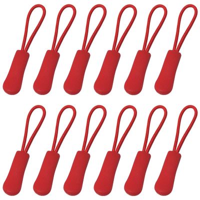 20 Pcs Nylon Cord Extension Zipper Tab Tags for Backpacks, Luggage, Jackets, Purses, Handbags (Red)