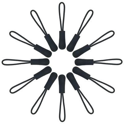 20 Pcs Nylon Cord Extension Zipper Tab Tags for Backpacks, Luggage, Jackets, Purses, Handbags (Black)