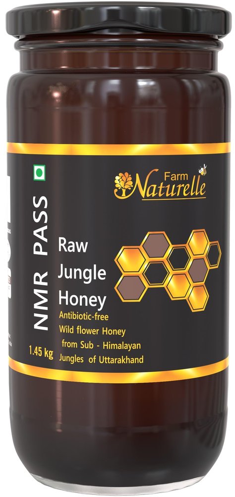 Farm Naturelle Jungle Flower Wild Forest Honey 1.45kg|NMR Tested Honey In Glass Jar with Engraved Virgin Wooden Spoon | Raw & Unfiltered|Unprocessed Raw Honey
