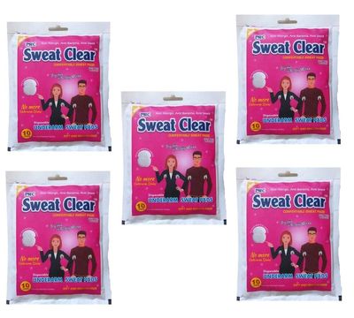 Vinbila A J Sweat Clear 5 Layers Protection Underarm Sweat Soft Stay Confident Longer Arm Pads For Unisex Leak Proof Sweat Pads One Size Fits All (10 Pads = 1 Pack) (White, 50 Pads)