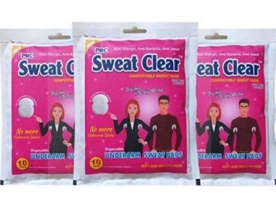 Vinbila A J Sweat Clear 5 Layers Protection Underarm Sweat Soft Stay Confident Longer Arm Pads For Unisex Leak Proof Sweat Pads One Size Fits All (10 Pads = 1 Pack) (White, 30 Pads)