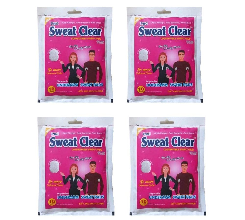Vinbila A J Sweat Clear 5 Layers Protection Underarm Sweat Soft Stay Confident Longer Arm Pads For Unisex Leak Proof Sweat Pads One Size Fits All (10 Pads = 1 Pack) (White, 40 Pads)