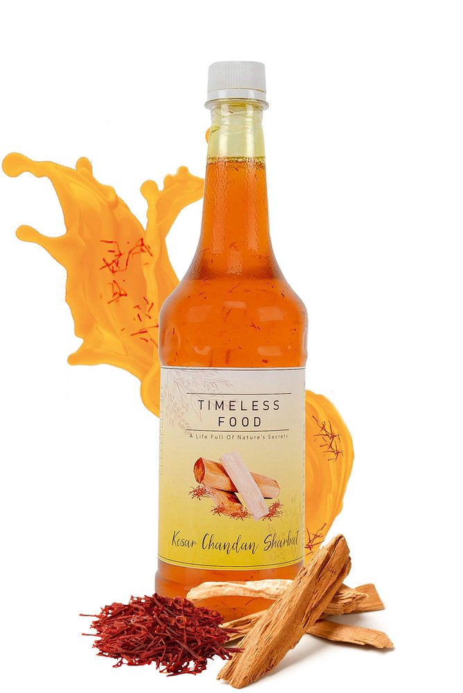 Timeless Food Chandan Kesar Sharbat 750ml | Sandalwood & Saffron Syrup | Natural Sandalwood & Kesar Infusion