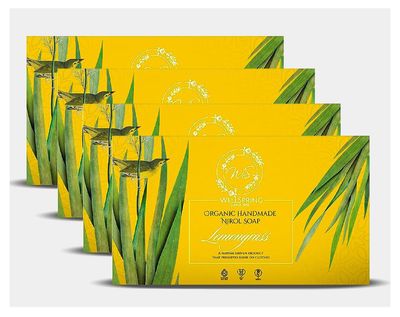 Wellspring (Pack of 4) Nirol Natural Washing Laundry Soap Bar | Veg, Organic And Chemical Free| Baby Safe| For Sensitive Skin| Lemongrass Fragrance (480 Grams)