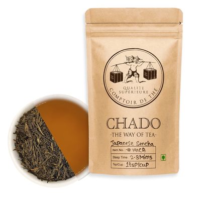CHADO Japanese Sencha Green Tea Pyramid Tea Bags (2.5*15=37.5 g) | Makes 45 Cups | 3 Infusions