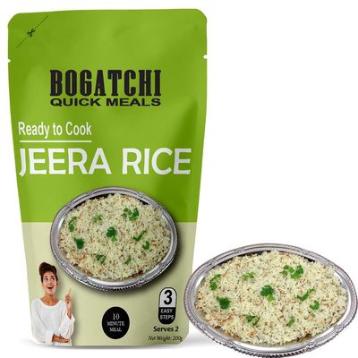 BOGATCHI Quick Meals - Ready to Cook Authentic JEERA Rice - 200 g , Ready to Eat Meal, Delicious and Tasty Instant Meal, 100% Natural Ingredients, No Preservatives, No Artificial Colors & Flavors