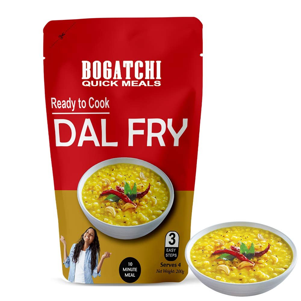 BOGATCHI Quick Meals - Ready to Cook Authentic DAL Fry - 200 g , Ready to Eat Meal, Delicious and Tasty Instant Meal, 100% Natural Ingredients, No Preservatives, No Artificial Colours & Flavours