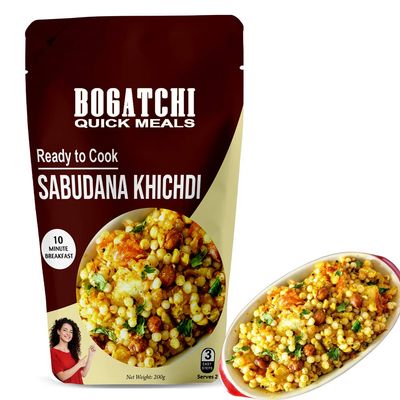 BOGATCHI Quick Meals - Ready to Cook Authentic SABUDANA KHICHDI - 200 g , Ready to Eat Meal, Vrat Food, 100% Natural Ingredients, No Preservatives, No Artificial Colours & Flavours