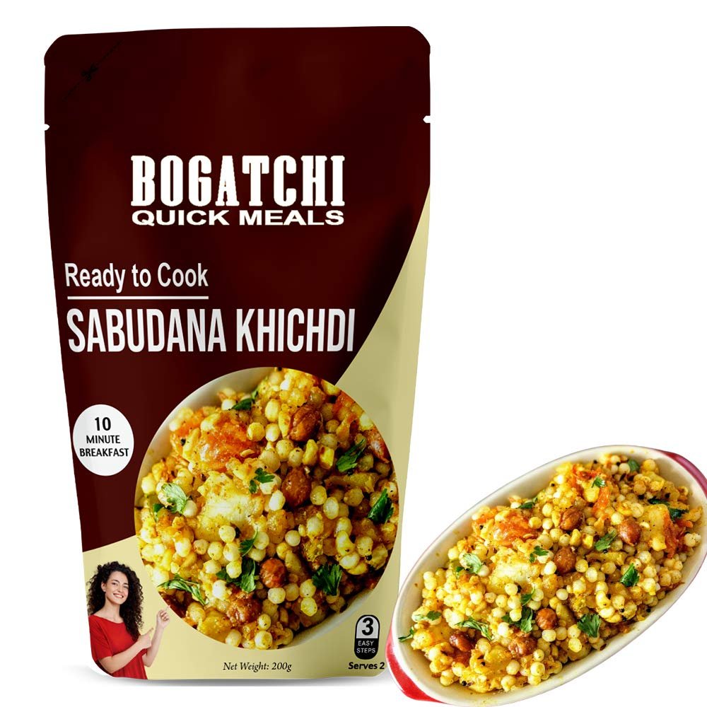 BOGATCHI Quick Meals - Ready to Cook Authentic SABUDANA KHICHDI - 200 g , Ready to Eat Meal, Vrat Food, 100% Natural Ingredients, No Preservatives, No Artificial Colors & Flavors